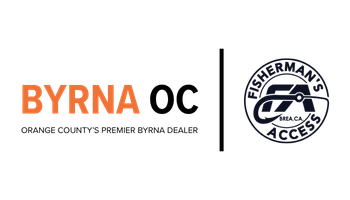 A logo showing Bryna OC, Orange County's premier and largest Byrna authorizes dealer. Located in Brea, CA in Fisherman's Access